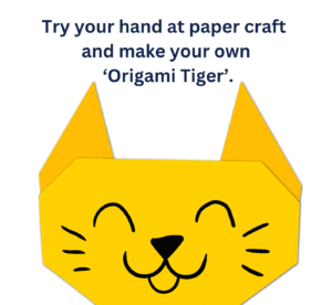 try your hand at paper craft and make your own origami tiger - with a smiling origami tiger face